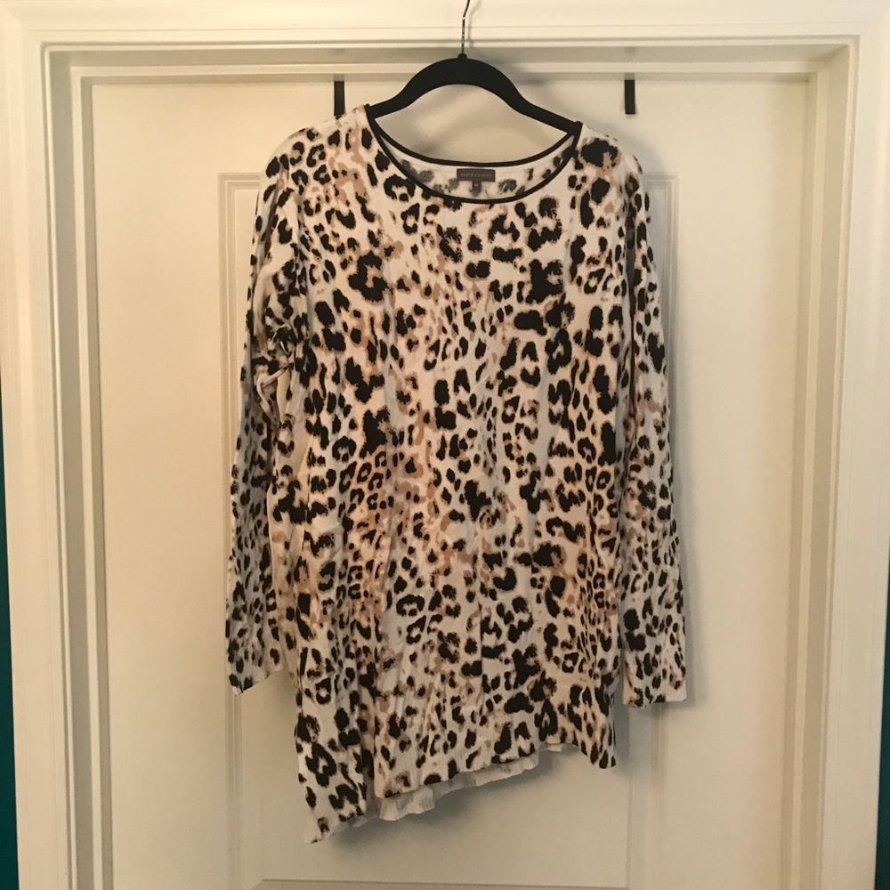 Vince Camuto Asymmetrical Leopard Print Sweater